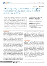 A Feasibility Study on Exploitation of Atmospheric Water Resources Using Cloud Seeding in Arid and Semi Arid Parts of Iran