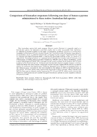 Comparison of Biomarker Responses Following One Dose of Benzo-A-Pyrene Administered to Three Native Australian Fish Species