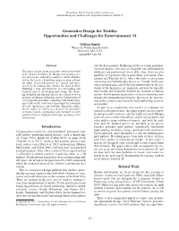 Generative Design for Textiles: Opportunities and Challenges for Entertainment AI