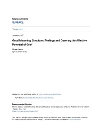 Good Mourning: Structured Feelings and Queering the Affective Potential of Grief