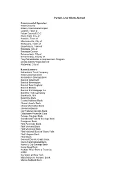 Partial List of Clients Served Governmental Agencies