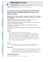 (TETS) Hapten Library: Synthesis, Electrophysiological Studies and Immune Response in Rabbits