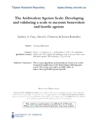 The Ambivalent Ageism Scale: Developing and Validating a Scale to Measure Benevolent and Hostile Ageism