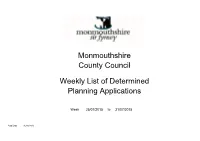 Weekly List of Determined Planning Applications