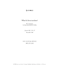What Is Structuralism?
