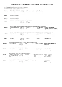 Amendments to Admiralty List of Lights and Fog Signals