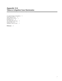 Appendix 14.3 Tobacco Litigation Case Summaries