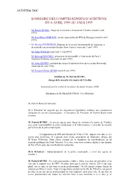 Auditi06.Doc Sommaire Des Comptes Rendus D'auditions