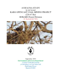 Avifauna Study Karo Opencast Coal Mining Project