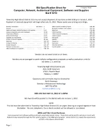 Bid Specification Sheet for Computer, Network, Audiovisual Equipment