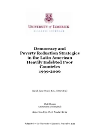 Democracy and Poverty Reduction Strategies in the Latin American Heavily Indebted Poor Countries 1999-2006