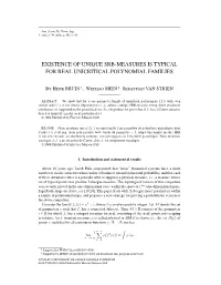 Existence of Unique Srb-Measures Is Typical for Real Unicritical Polynomial Families
