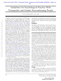 Guidelines for Psychological Practice with Transgender and Gender Nonconforming People