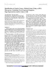 Identification of Gastric Cancer–Related Genes Using a Cdna Microarray Containing Novel Expressed Sequence Tags Expressed in Gastric Cancer Cells