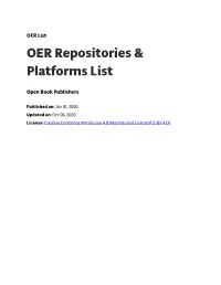 OER Repositories & Platforms List
