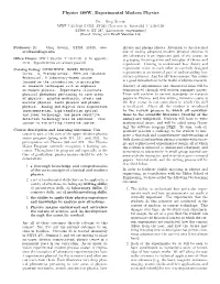 Physics 480W, Experimental Modern Physics