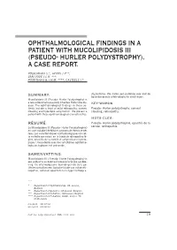 (Pseudo- Hurler Polydystrophy). a Case Report