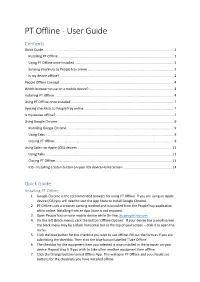 PT Offline - User Guide Contents Quick Guide