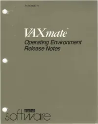 ~Softwore Mate TM Operating Environment Release Notes