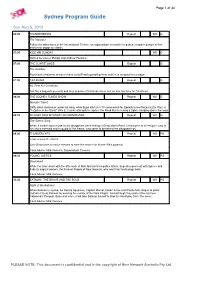 Sydney Program Guide