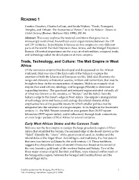 Trade, Technology, and Culture: the Mali Empire in West Africa