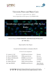University Pierre and Marie Curie Identification of New Regulators For