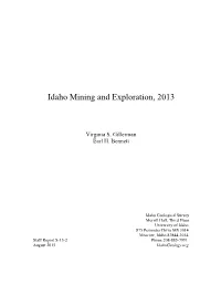 Idaho Mining and Exploration, 2013