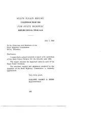State Police Report for State Highway
