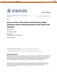 Surveys As Praxis: a Pilot Study on Transformative Learning Assessment with the Laboratory Experience of the Theatre of the Oppressed