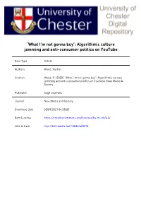 “What I'm Not Gonna Buy”: Algorithmic Culture Jamming And