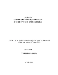 2019/2020 Supplementary Estimates Ii (Development Expenditure)