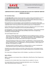 Campaign Reports Constructive Meeting with Scottish Transport Minister Briefing Document