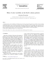 Effect of Solar Variability on the Earth's Climate Patterns