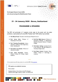 ERC Programme and Speakers at Davos 2020