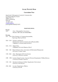 Jeremy Warwick Moon Curriculum Vitae