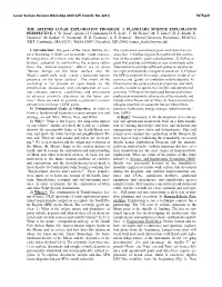 The Artemis Lunar Exploration Program: a Planetary Science Exploration Perspective