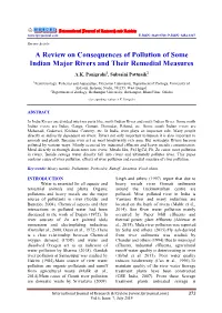 A Review on Consequences of Pollution of Some Indian Major Rivers and Their Remedial Measures