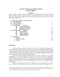 Armenian Proverbs and Biblical Scripture