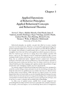 Chapter 3 Applied Extensions of Behavior Principles
