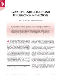 Gemstone Enhancement and Its Detection in the 2000S