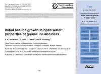 Initial Sea-Ice Growth in Open Water: Abstract Introduction Properties of Grease Ice and Nilas Conclusions References