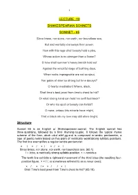 Lecture -10 Shakespearian Sonnets Sonnet