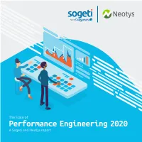 Performance Engineering 2020 a Sogeti and Neotys Report the State of Performance Engineering 2020 — Contents
