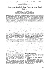 Security Against Fork Bomb Attack in Linux Based Systems