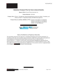 Statistical Analysis Plan for Interventional Studies
