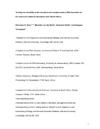 Testing the Reliability of the Standard and Complementary DNA Barcodes for the Monocot Subfamily Alooideae from South Africa