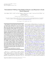 Transcriptome Profiling of the Newborn Mouse Lung Response to Acute Ozone Exposure