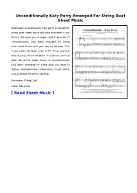 Unconditionally Katy Perry Arranged for String Duet Sheet Music