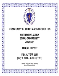 Commonwealth of Massachusetts Affirmative Action Equal Opportunity Diversity