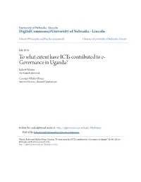 To What Extent Have Icts Contributed to E-Governance in Uganda?" (2014)